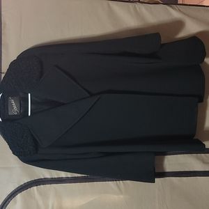 Arnold Scaasi Black Camel Collar Fine Wool Coat Sz. 4